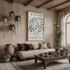 Minimalist Matisse Figür Çizimi Doğal Ahşap Çerçeveli Tablo Odası Duvar Dekoru Poster Obje