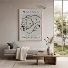 Minimalist Matisse Figür Çizimi Doğal Ahşap Çerçeveli Tablo Odası Duvar Dekoru Poster Obje
