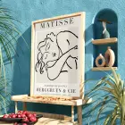 Minimalist Matisse Figür Çizimi Doğal Ahşap Çerçeveli Tablo Odası Duvar Dekoru Poster Obje