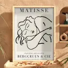 Minimalist Matisse Figür Çizimi Doğal Ahşap Çerçeveli Tablo Odası Duvar Dekoru Poster Obje