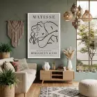Minimalist Matisse Figür Çizimi Beyaz Ahşap Çerçeveli Tablo Salon Oturma Odası Duvar Dekoru