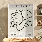 Minimalist Matisse Figür Çizimi Beyaz Ahşap Çerçeveli Tablo Salon Oturma Odası Duvar Dekoru