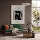 Modern Çizgili Kadın Silüeti Doğal Ahşap Çerçeveli Tablo Kanvas Görünümlü Salon Oturma Odası