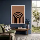 Toprak Tonlu Fırça Kavisleri Beyaz Ahşap Çerçeveli Tablo Odası Duvar Dekoru Poster Obje