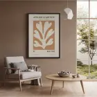Bej Soyut Yaprak Sanat Siyah Ahşap Çerçeveli Tablo Mekan Yatak Koridor Ofis Kanvas