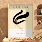 Bohem Akışkan Soyut Tablo Doğal Ahşap Çerçeveli Odası Duvar Dekoru Poster Obje Ev