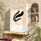 Bohem Akışkan Soyut Tablo Beyaz Ahşap Çerçeveli Dekoratif Obje Ev Aksesuarları Modern Sanat