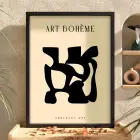 Siyah Soyut Bohem Form Ahşap Çerçeveli Tablo Obje Ev Aksesuarları Modern Sanat İç