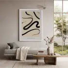 Soyut Siyah Akış Beyaz Ahşap Çerçeveli Tablo Sanat İç Mekan Yatak Koridor Ofis