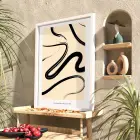 Soyut Siyah Akış Beyaz Ahşap Çerçeveli Tablo Sanat İç Mekan Yatak Koridor Ofis