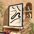 Soyut Siyah Akış Ahşap Çerçeveli Tablo Sanat İç Mekan Yatak Koridor Ofis Kanvas