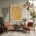 Soyut Güneş Dalgaları Doğal Ahşap Çerçeveli Tablo Modern Sanat İç Mekan Yatak Koridor