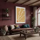 Soyut Güneş Dalgaları Beyaz Ahşap Çerçeveli Tablo Aksesuarları Modern Sanat İç Mekan Yatak