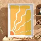 Soyut Güneş Dalgaları Beyaz Ahşap Çerçeveli Tablo Aksesuarları Modern Sanat İç Mekan Yatak
