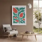 Mercan Çiçekli Modern Bitki Beyaz Ahşap Çerçeveli Tablo Bohem Dekoratif Obje Ev Aksesuarları