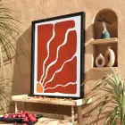 Kızıl Şafak Dalgaları Siyah Ahşap Çerçeveli Tablo Duvar Dekoru Poster Obje Ev Aksesuarları