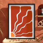 Kızıl Şafak Dalgaları Siyah Ahşap Çerçeveli Tablo Duvar Dekoru Poster Obje Ev Aksesuarları