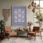 Lavanta Papatya Çiçekleri Doğal Ahşap Çerçeveli Tablo Bohem İç Mekan Yatak Koridor Ofis