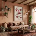 Lizbon Kırmızı Gelincik Doğal Ahşap Çerçeveli Tablo Poster Dekoratif Obje Ev Aksesuarları Modern
