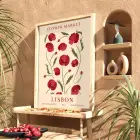 Lizbon Kırmızı Gelincik Doğal Ahşap Çerçeveli Tablo Poster Dekoratif Obje Ev Aksesuarları Modern