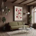 Lizbon Kırmızı Gelincik Siyah Ahşap Çerçeveli Tablo Ev Aksesuarları Modern Sanat İç Mekan