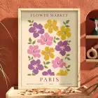 Paris Çiçek Pazarı Doğal Ahşap Çerçeveli Tablo Bohem Dekorasyonu Poster Obje Ev Aksesuarları