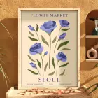 Lila Botanik Seoul Posteri Doğal Ahşap Çerçeveli Tablo Bohem Mekan Yatak Koridor Ofis
