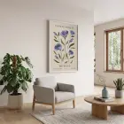 Lila Botanik Seoul Posteri Beyaz Ahşap Çerçeveli Tablo Bohem Poster Dekoratif Obje Ev
