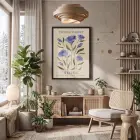 Lila Botanik Seoul Posteri Siyah Ahşap Çerçeveli Tablo Bohem Dekorasyonu Poster Obje Ev