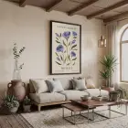 Lila Botanik Seoul Posteri Siyah Ahşap Çerçeveli Tablo Bohem Dekorasyonu Poster Obje Ev