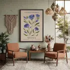 Lila Botanik Seoul Posteri Siyah Ahşap Çerçeveli Tablo Bohem Dekorasyonu Poster Obje Ev