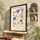 Lila Botanik Seoul Posteri Siyah Ahşap Çerçeveli Tablo Bohem Dekorasyonu Poster Obje Ev