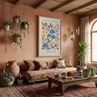 Tulum Çiçek Pazarı Doğal Ahşap Çerçeveli Tablo Bohem Oturma Odası Duvar Dekoru Poster
