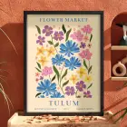 Tulum Çiçek Pazarı Siyah Ahşap Çerçeveli Tablo Bohem Dekorasyonu Poster Obje Ev Aksesuarları