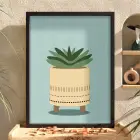 Minimal Sukulent Çizim Tablo Siyah Ahşap Çerçeveli Odası Duvar Dekoru Poster Obje Ev