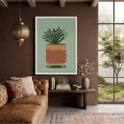 Minimalist Saksı İlüstrasyonu Beyaz Ahşap Çerçeveli Tablo Yatak Koridor Ofis Kanvas Görünümlü Salon