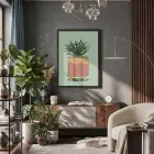 Minimalist Saksı İlüstrasyonu Siyah Ahşap Çerçeveli Tablo Salon Oturma Odası Duvar Dekoru Poster