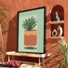 Minimalist Saksı İlüstrasyonu Siyah Ahşap Çerçeveli Tablo Salon Oturma Odası Duvar Dekoru Poster