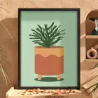 Minimalist Saksı İlüstrasyonu Siyah Ahşap Çerçeveli Tablo Salon Oturma Odası Duvar Dekoru Poster