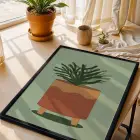 Minimalist Saksı İlüstrasyonu Siyah Ahşap Çerçeveli Tablo Salon Oturma Odası Duvar Dekoru Poster