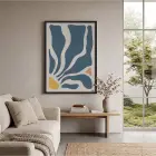 Mavi Organik Soyut Sanat Siyah Ahşap Çerçeveli Tablo Odası Duvar Dekoru Poster Obje