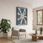 Soyut Mavi Güneş Siyah Ahşap Çerçeveli Tablo Salon Oturma Odası Duvar Dekoru Poster