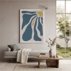 Akışkan Mavi Organik Soyut Beyaz Ahşap Çerçeveli Tablo Poster Dekoratif Obje Ev Aksesuarları