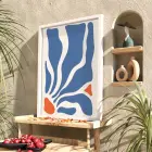Mavi Akışkan Soyut Beyaz Ahşap Çerçeveli Tablo Dekoru Poster Obje Ev Aksesuarları Modern