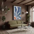 Mavi Akışkan Soyut Siyah Ahşap Çerçeveli Tablo Odası Duvar Dekoru Poster Obje Ev