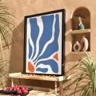 Mavi Akışkan Soyut Siyah Ahşap Çerçeveli Tablo Odası Duvar Dekoru Poster Obje Ev