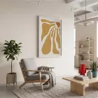 Sıcak Sarı Soyut Akış Beyaz Ahşap Çerçeveli Tablo Aksesuarları Modern Sanat İç Mekan
