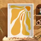 Sıcak Sarı Soyut Akış Beyaz Ahşap Çerçeveli Tablo Aksesuarları Modern Sanat İç Mekan