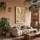 Günışığı Akıcı Desenler Doğal Ahşap Çerçeveli Tablo Odası Duvar Dekoru Poster Obje Ev