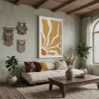 Günışığı Akıcı Desenler Beyaz Ahşap Çerçeveli Tablo Ev Aksesuarları Modern Sanat İç Mekan